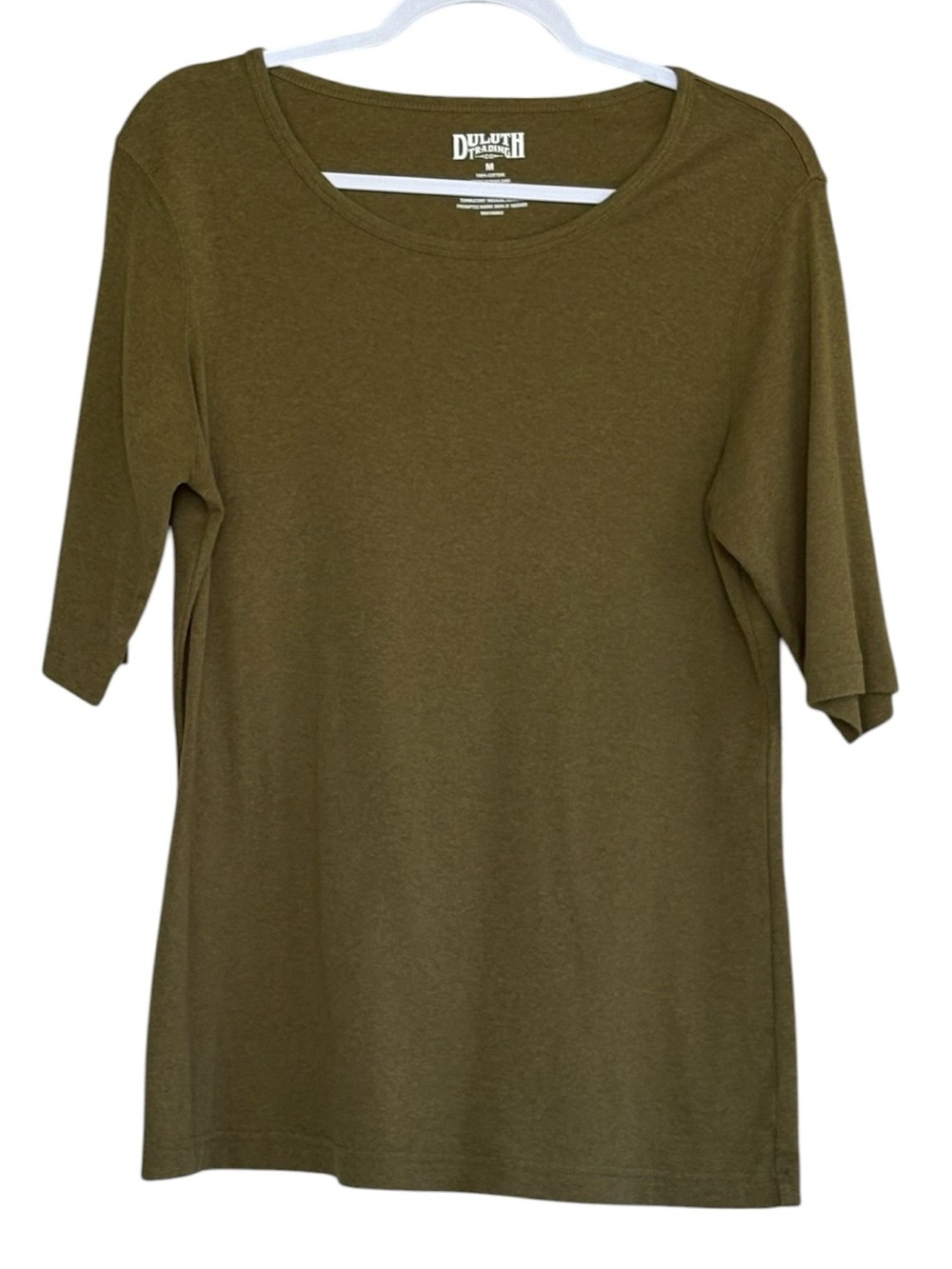 Duluth Trading Co Olive Crewneck Short Sleeve Tee Shirt Size M